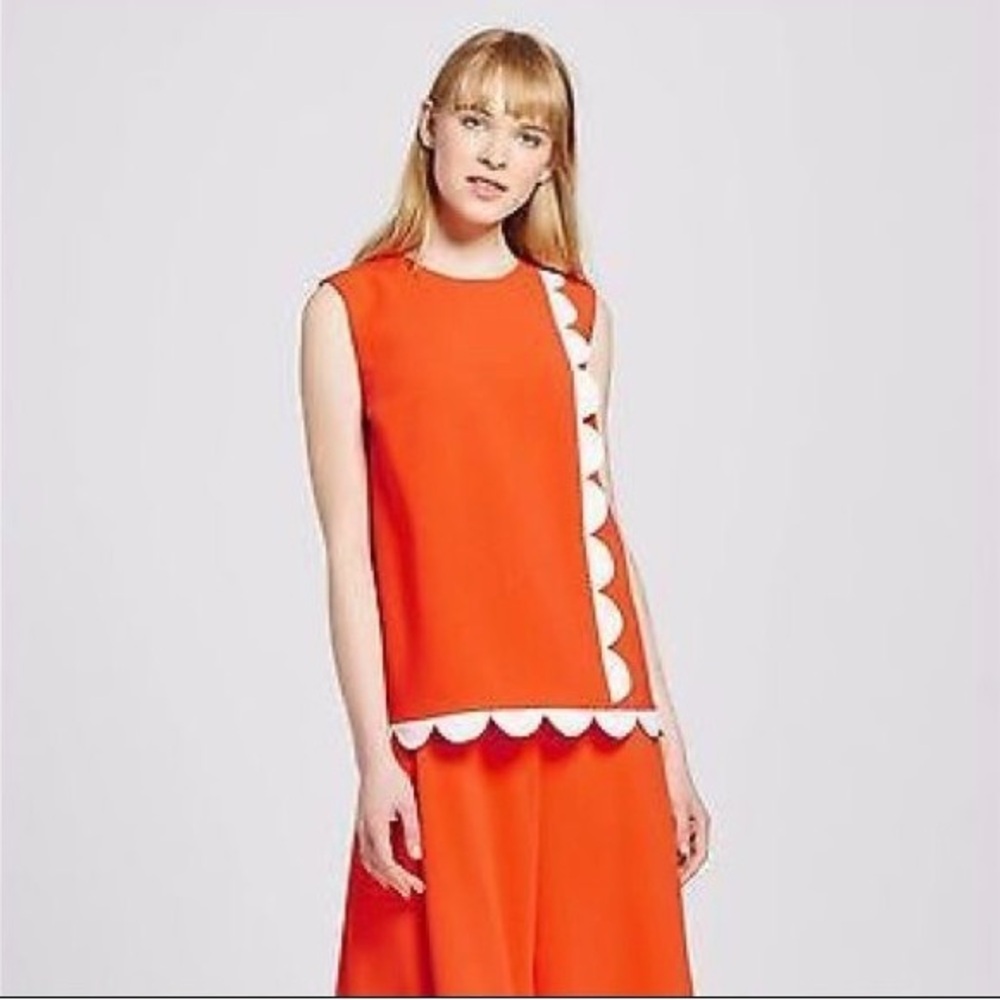 VICTORIA BECKHAM X TARGET Orange & White Scalloped Sleeveless Top NWT | Size 2X